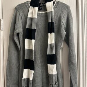Rue21 Gray Sweater with Striped Scarf